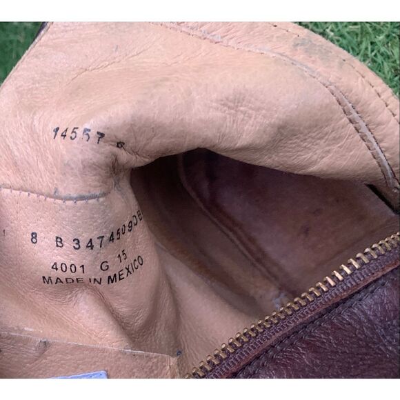 FRYE Veronica BROWN Leather MOTO Ankle Boots sz 8 $298 - Picture 8 of 10